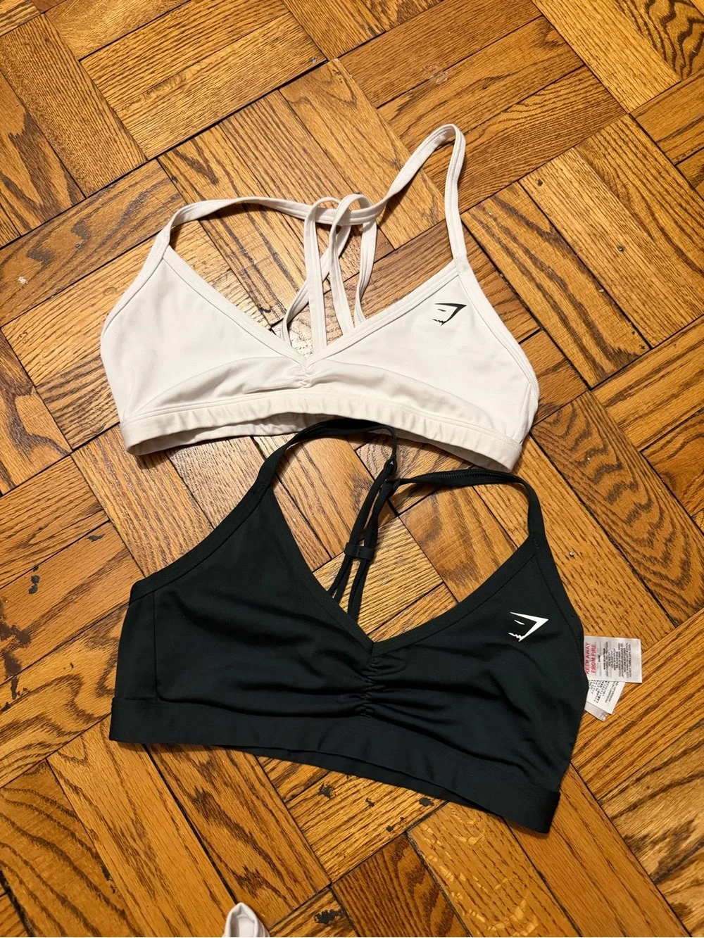 Gymshark Strappy Bralette Duo — Black & Cream